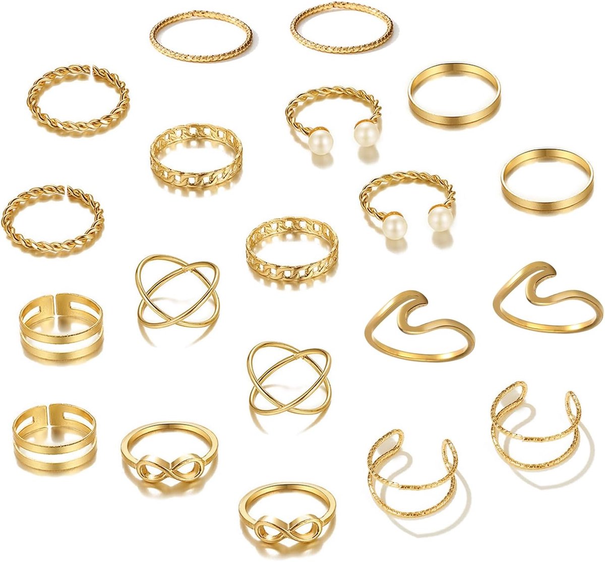 Ringenset voor vrouwen, gouden stapelringen, duimring, vingerring, vintage ringen, set vergulde stapelbare statementringen, knokkelringen, set voor dames