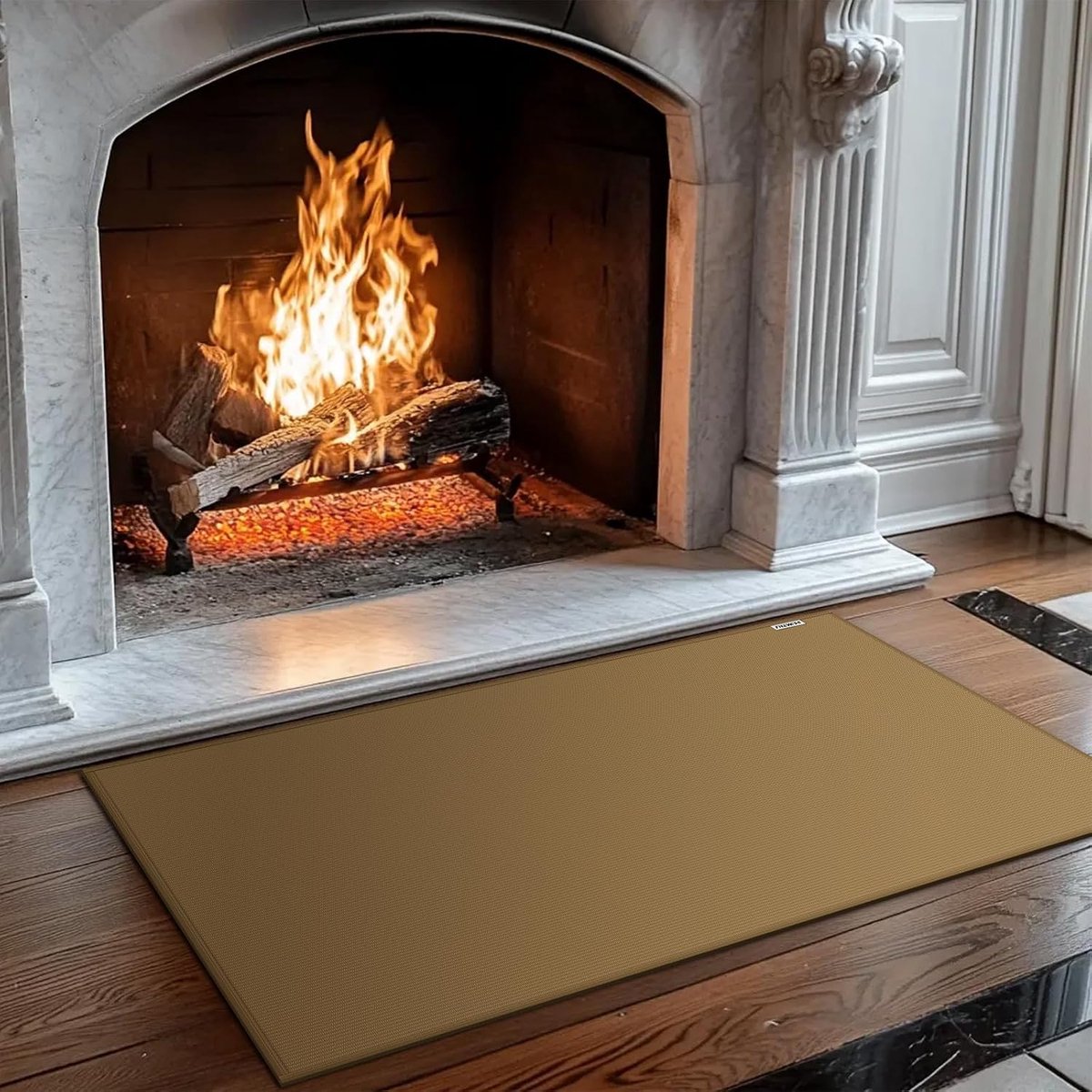 SnelShoppen - Vuurvaste Haardmat 48x28 Inch - Brandveilige Vloermat voor Houtkachel & Open Haard - Bruin Silicone Gecoat Glasvezel - Ideaal voor Besch