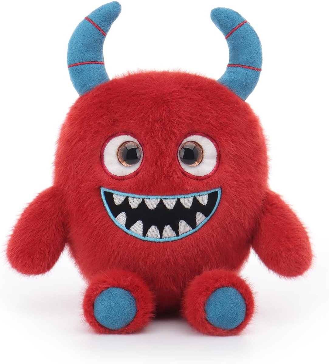 Lamb Böses Monster Drewen Pluche dieren voor kinderen, zacht schattig knuffeldier voor baby's, meisjes en jongens, pluizig kwaadaardig monster Drewen rood, 19 cm