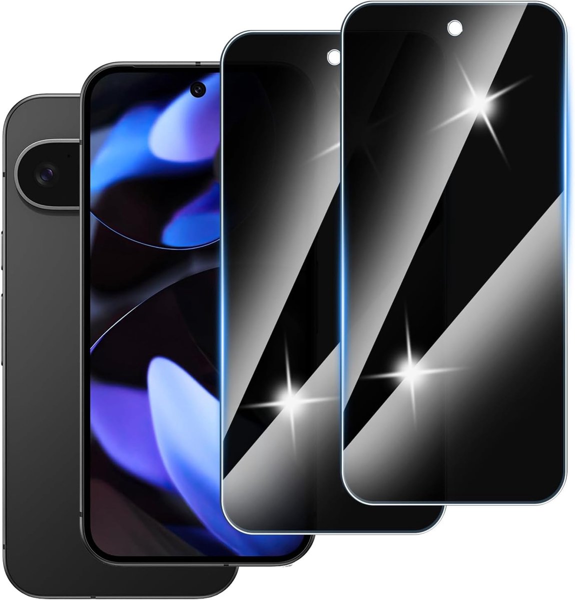 【2 stuks】privacy schermbeschermer voor Google Pixel 9, hardheid 9H,Geen Luchtbellen，Anti-Spy pantserbescherming,krasbestendig,privacyfolie
