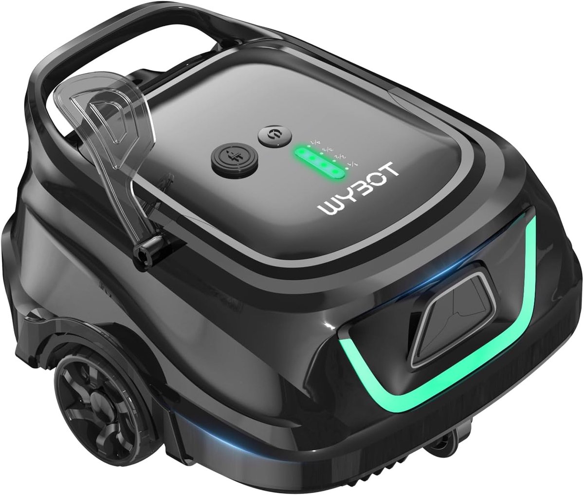 SnelShoppen - WYBOT A1p Pool Robot - Oplaadbare Buitenzwembad Robot met Dubbel Filtersysteem, 120 Minuten Loopduur, Sterke Draadloze Zwembadreiniger v