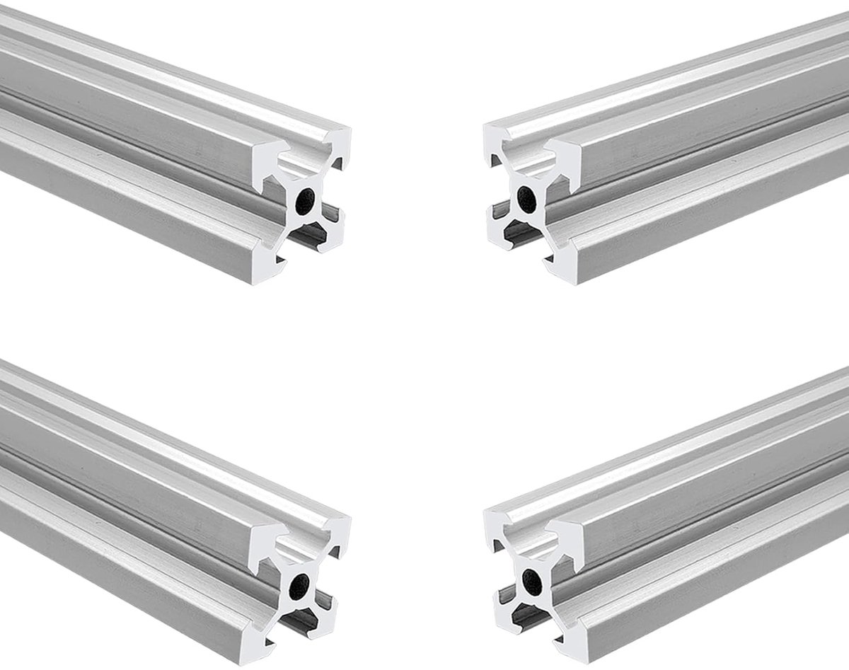 500mm 2020 Aluprofiel 20x20 aluminium profiel Extrusie V-sleuf zilver Europese standaard Geanodiseerd lineair rail Aluminium profiel voor DIY 3D-printer en CNC-machine - 4 stuks