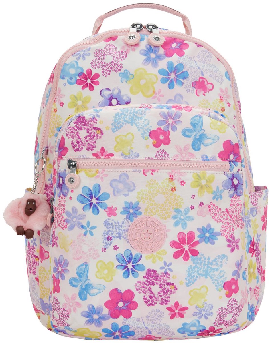 Kipling Seoul College Extra Rugzak School - 15 laptopvak - flower stamp