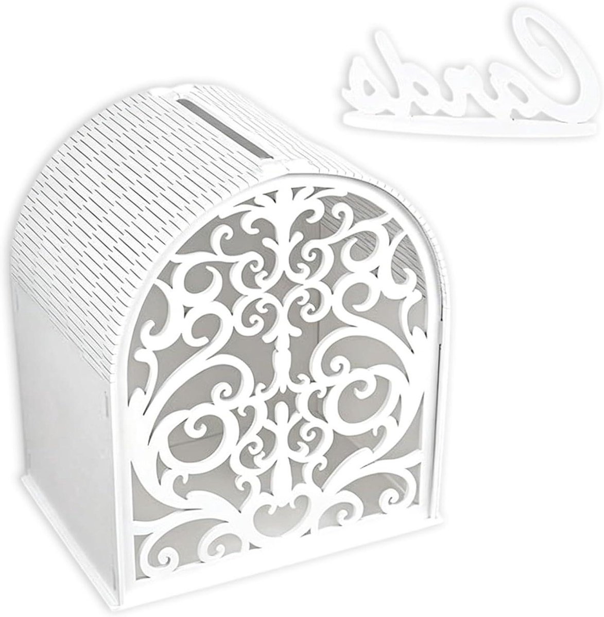 Houten Kaartenbox - Bruiloft Spaarpot - Feestdecoratie - Met Uitgesneden Venster - 248 x 16 x 216 cm - Wit