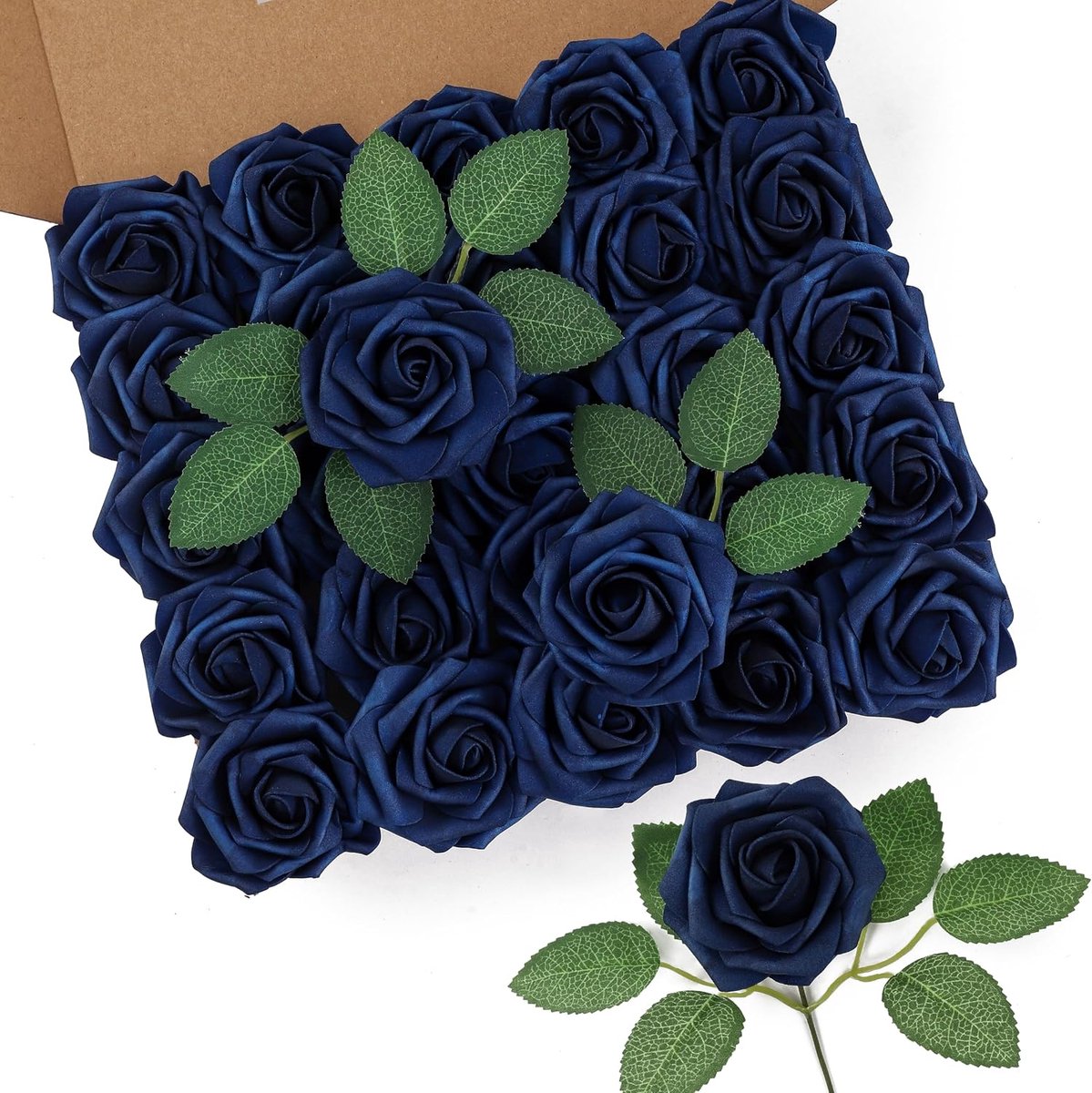 Neprozen bloemen 25St - Real Touch schuim bloemen - Navy Blue - Perfect voor DIY trouwboeket - SnelShoppen