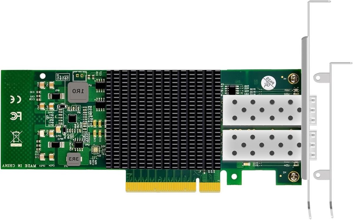 Netwerkkaart 10Gb - Netwerkadapter SFP+ - Server Upgrade - Intel Controller - 2 SFP+ poorten - Groen
