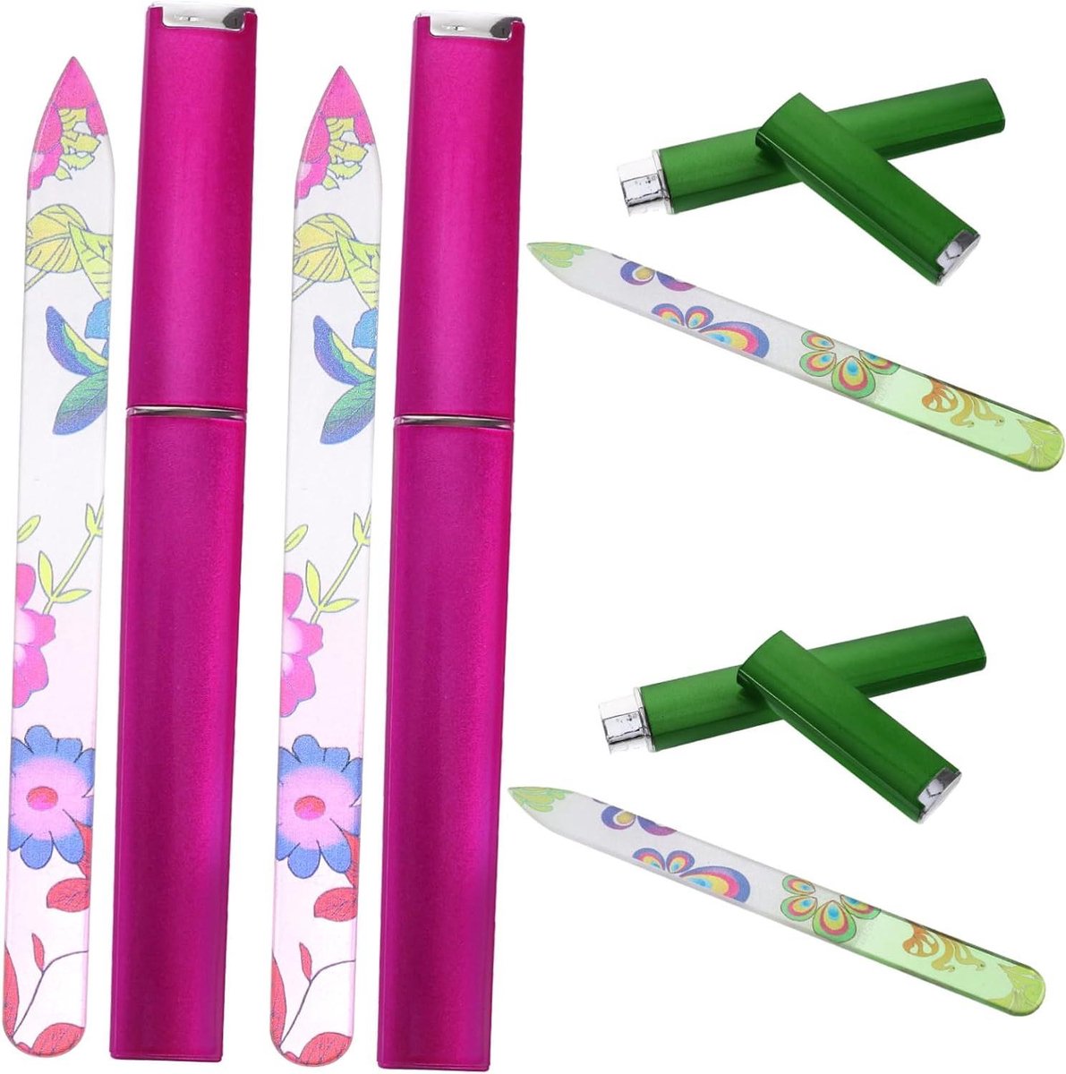 Glazen Nagelvijlen Set - Manicure Vijlen - Nagels Polijsten - Gladde Afwerking - 4 Stuks - Gekleurd
