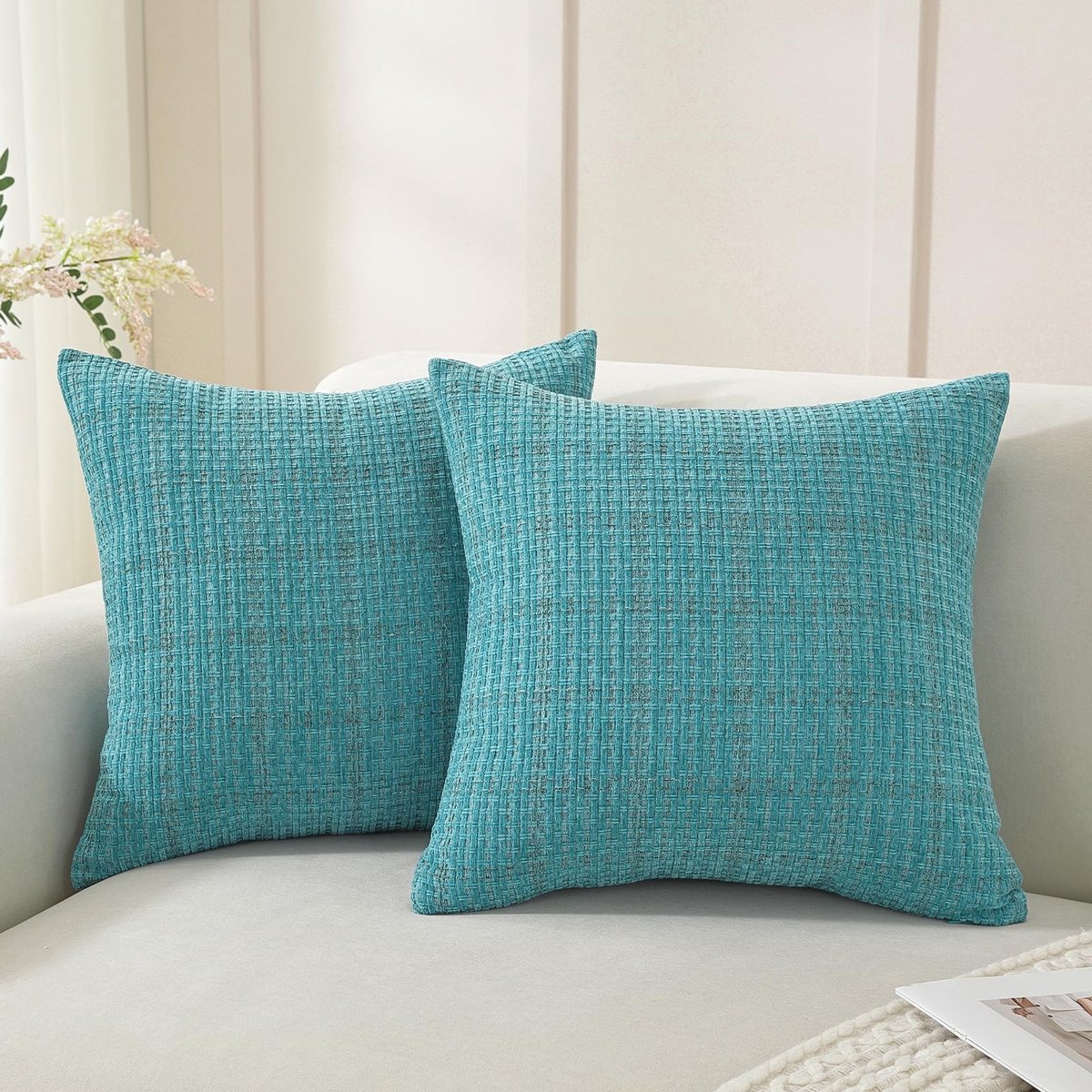 Omgoods - Set van 2 Decoratieve Kussenslopen 45x45 cm in Hemelsblauw