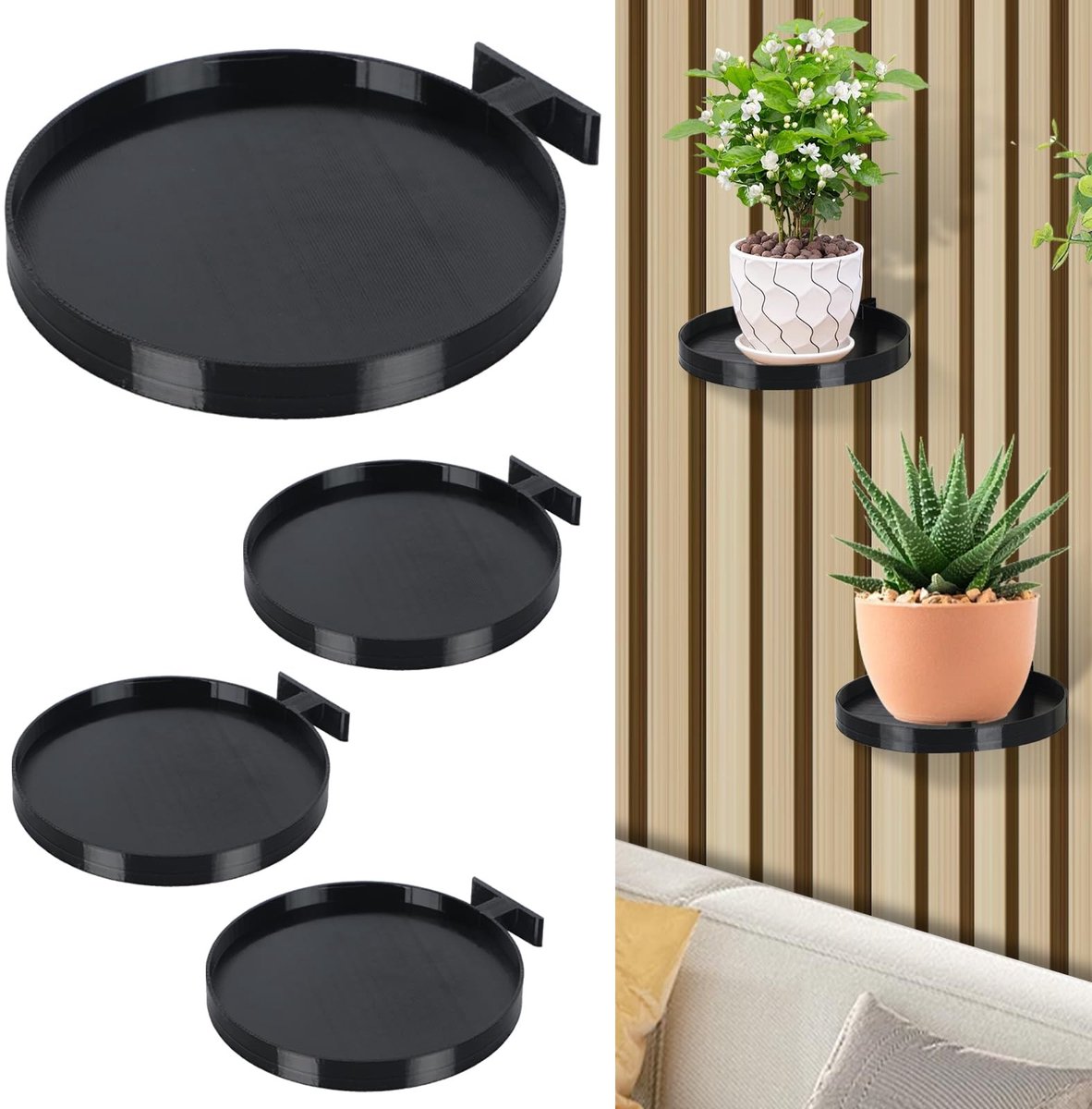 Omgoods - Geluidsabsorberende Plankhouders, Set van 4 voor Wanddecoratie