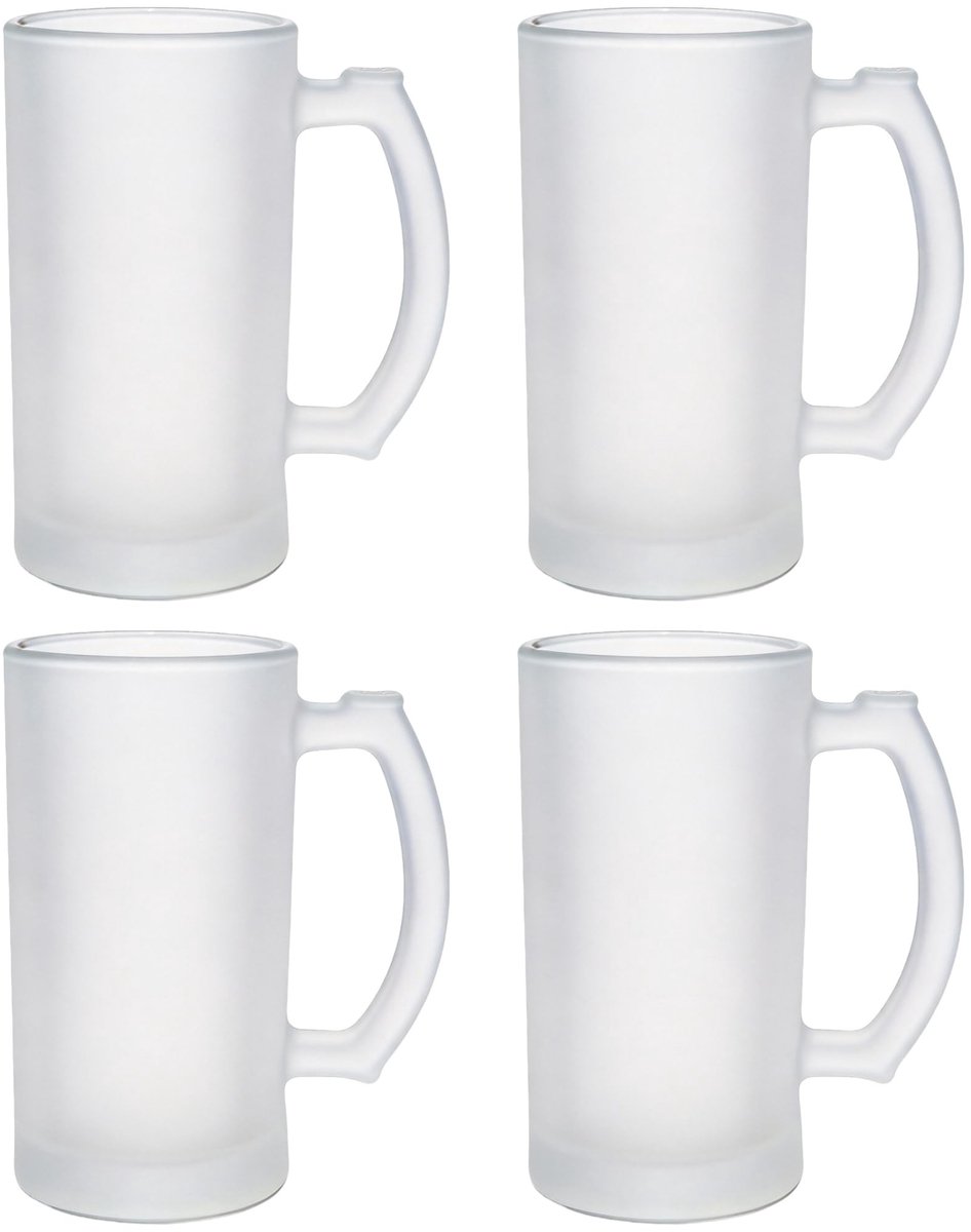 Omgoods - Set van 4 Frosted Glazen Koffiemokken voor Sublimatie