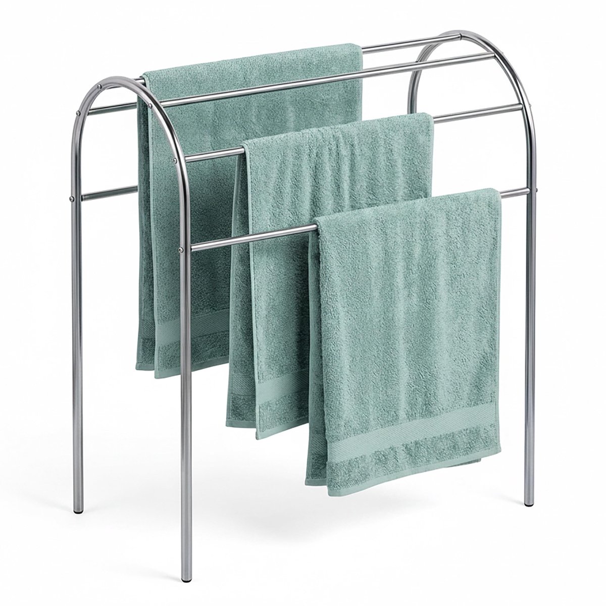 Omgoods - Vrijstaand Handdoekrek RVS Zilver 6 Stangen 81,5 cm