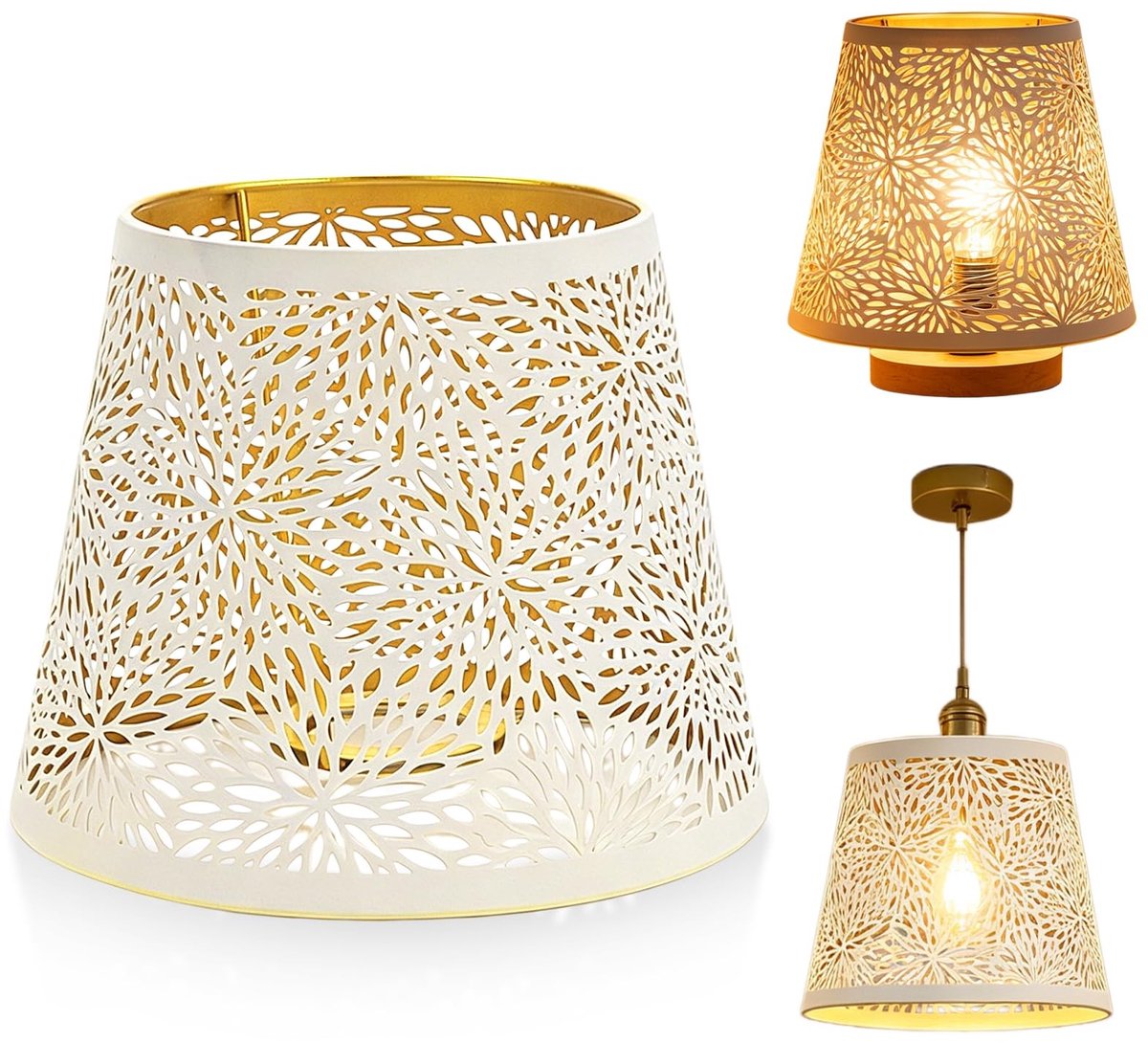 Omgoods - Vintage Lampenkap van Metaal met Bloemenpatroon