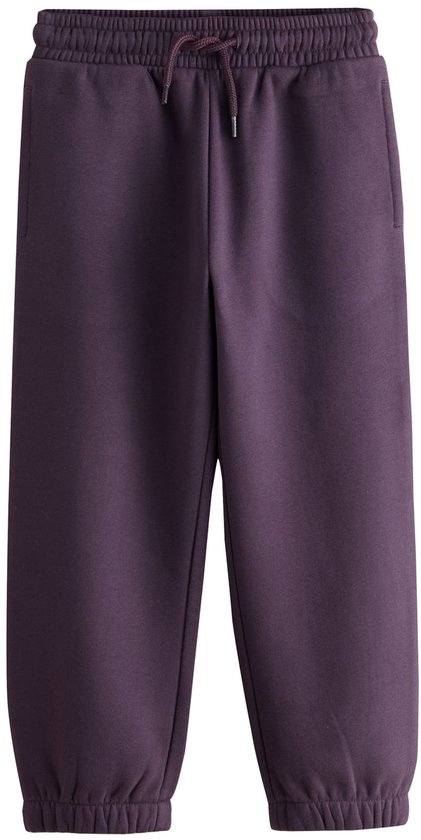 Donkerpaarse joggingbroek met elastische tailleband en trekkoord.