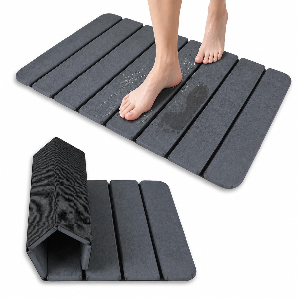 Omgoods - Opvouwbare Antislip Badmat van Kiezelsteen 60 x 39 cm