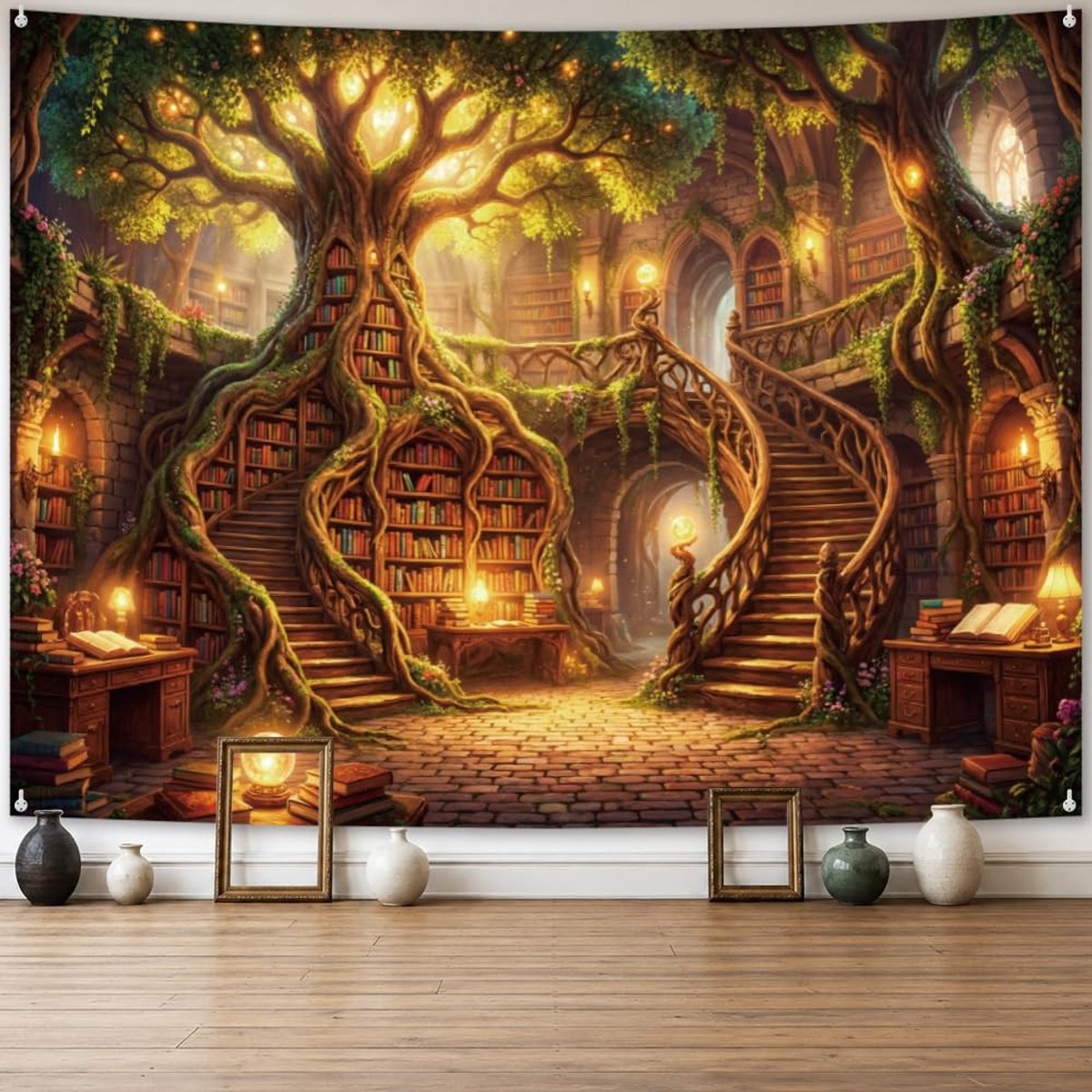 Omgoods - Polyester Wandtapijt met Fantasiebos Patroon voor Decoratie