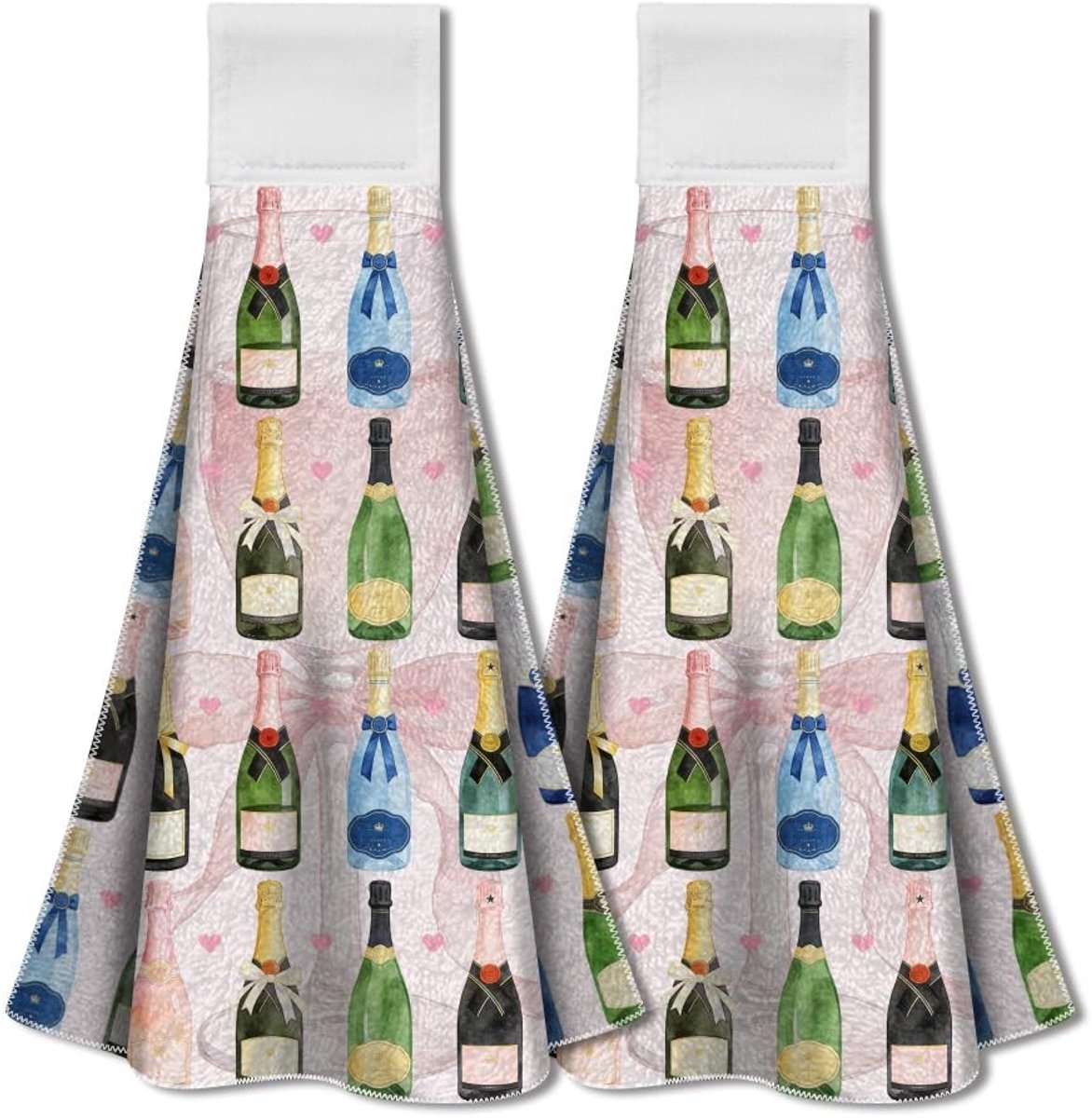 Omgoods - Champagne Cocktails Keuken Handdoek Set 2 Stuks - Decoratief - 31.5x34.5 cm