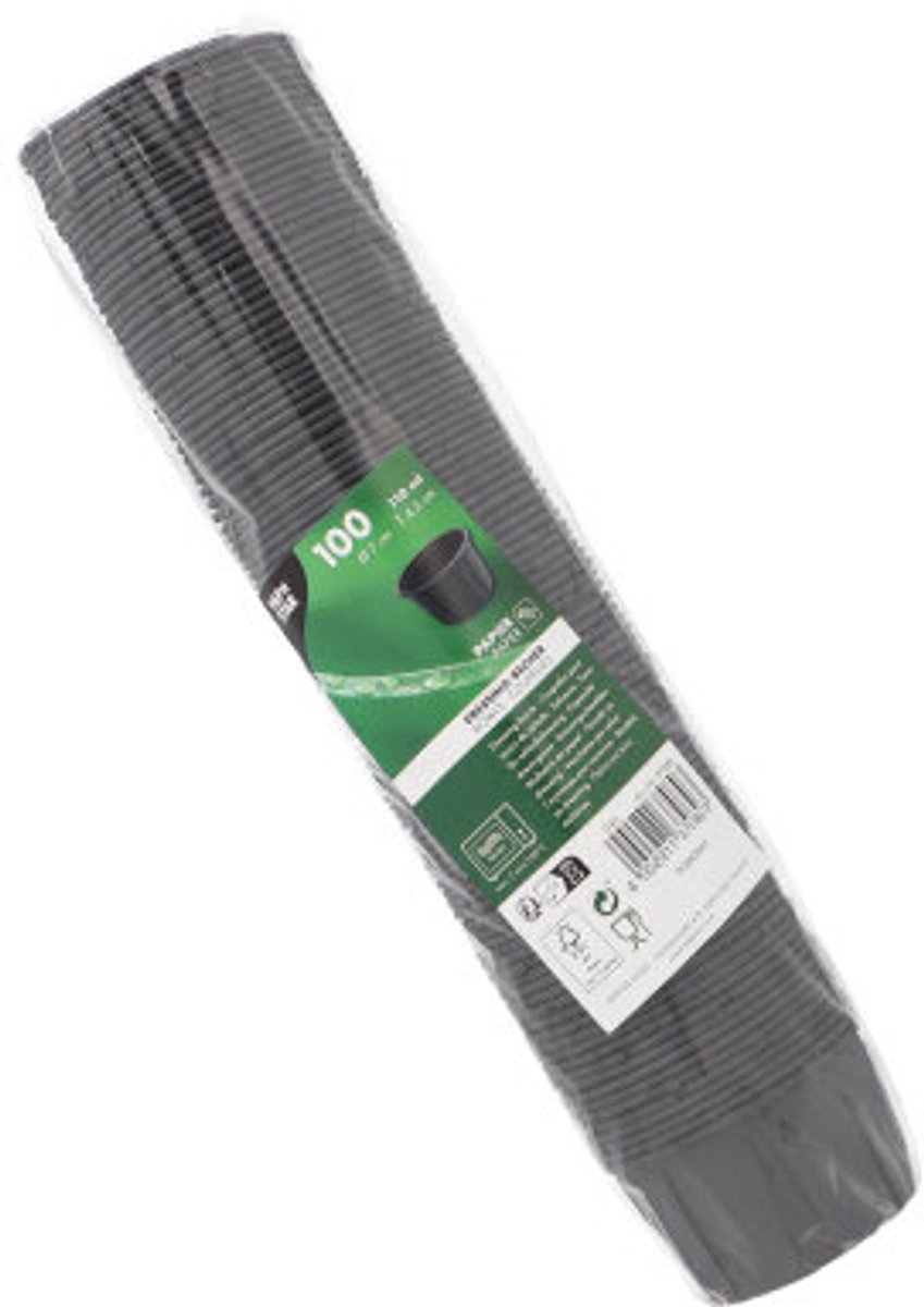 20x 100 Dressingschaaltjes papier 110 ml Ø 7 cm · 42 cm zwart