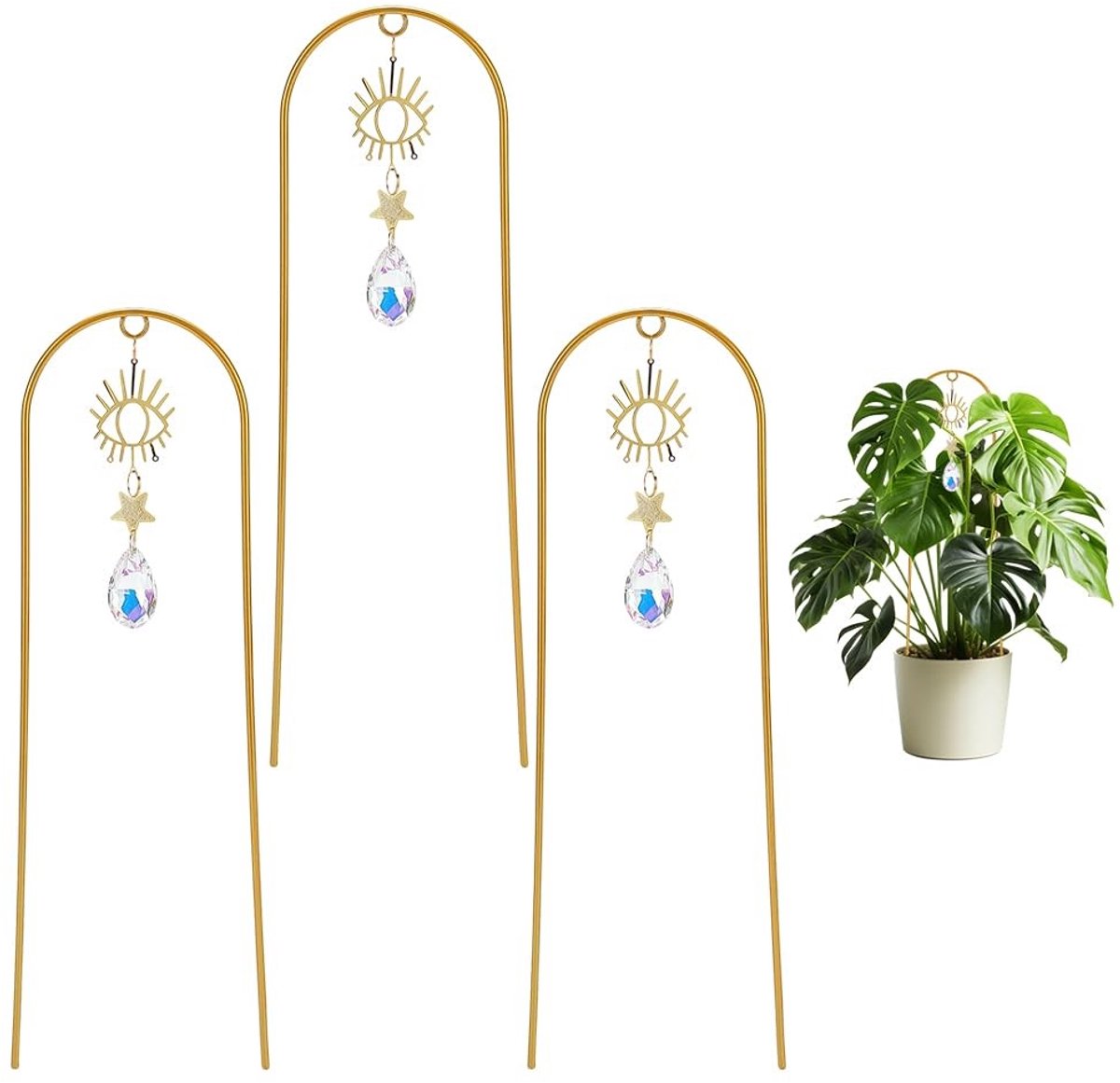 Omgoods - Set van 3 Mini Gouden Plantenlatwerken - Kamerplantensteun
