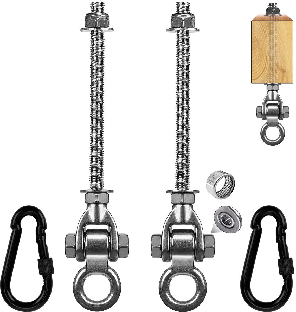 Omgoods - Set van 2 Zware Stalen Plafondhaken voor Schommels en Hangmatten (304)