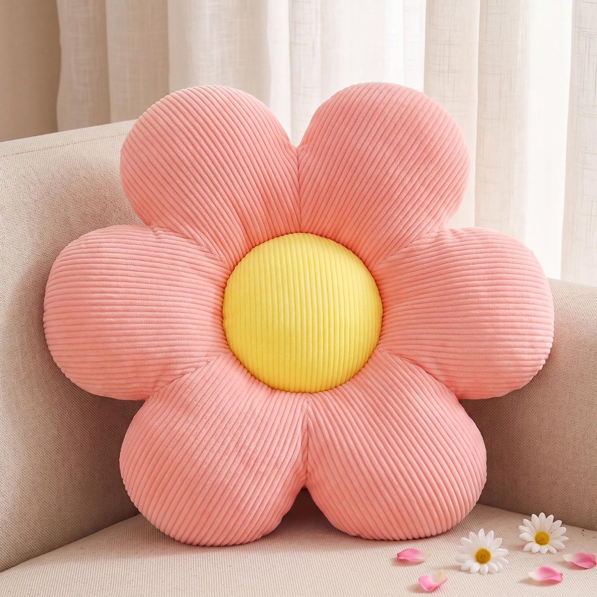 Omgoods - Zesbladig Bloemenkussen, Wasbaar en Decoratief (40 x 40 cm)