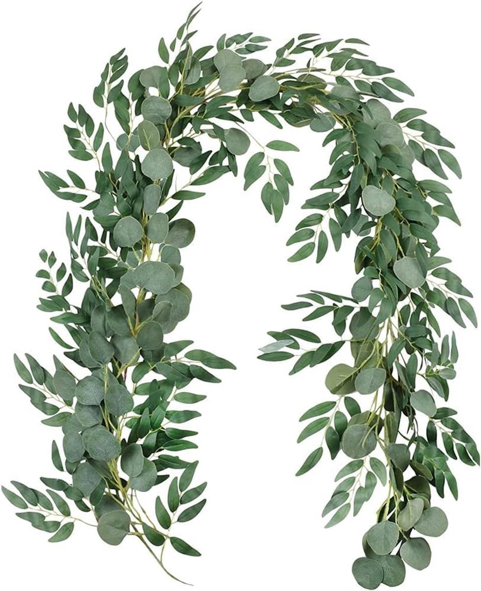 Eucalyptus Garland, Artificial Plant, 1 Piece 6.5 Feet Artificial Eucalyptus, Garland, Eucalyptus, Leaves Decoration - ShopVlot