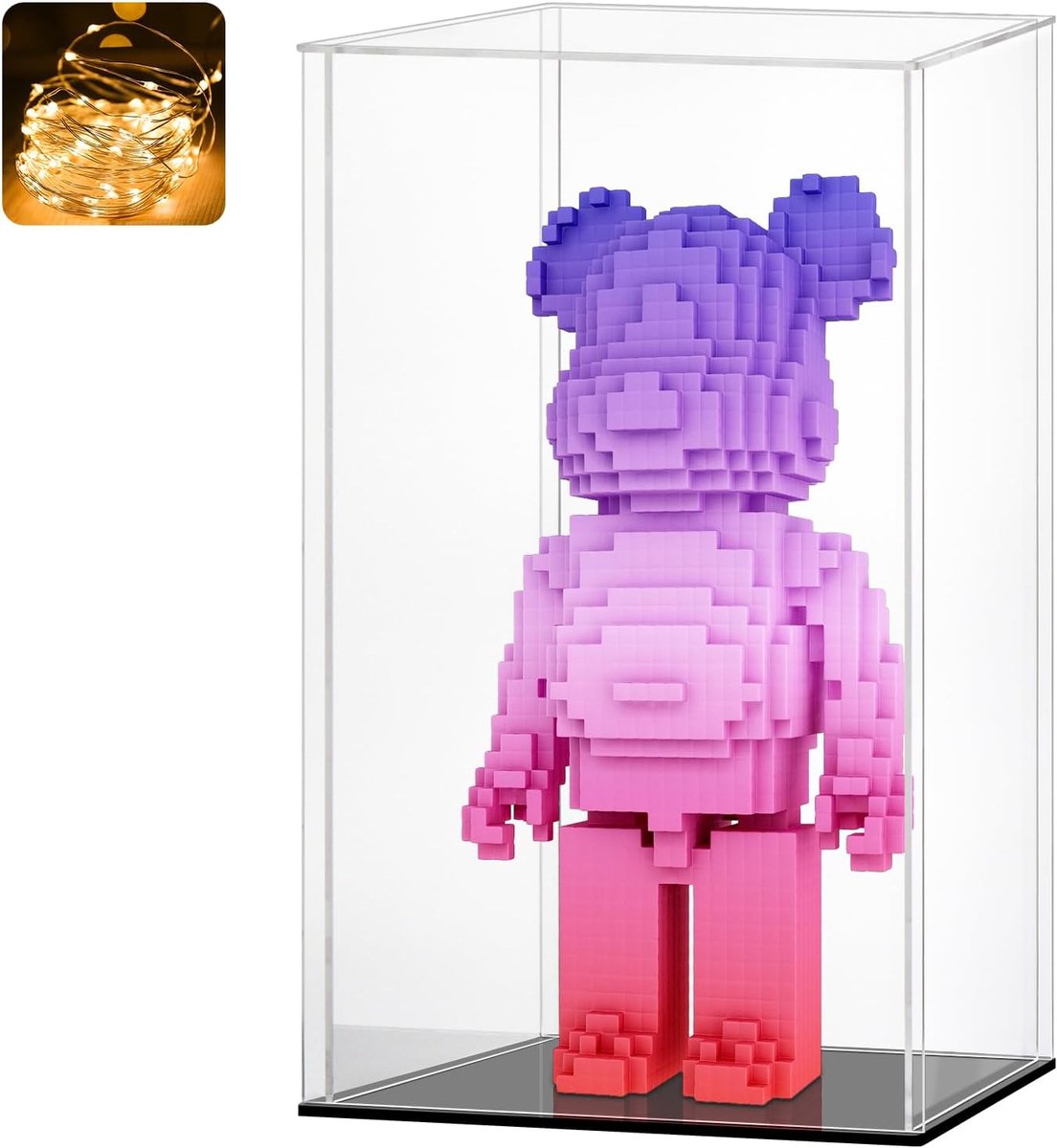 SnelShoppen - Acryl Vitrine Display Case Transparant voor Figuren, Miniatuur Auto's en Verzameling - 25x25x35cm - Zwart - Bescherming tegen Stof en Ge