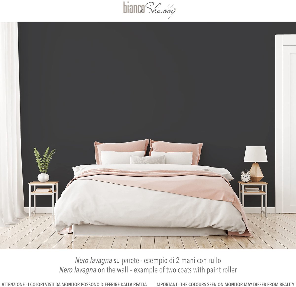 SnelShoppen - Krijtverf Shabby Chic Nero Lavagna 2,5 L - Zwart Krijtbordverf voor Meubels en Muren - Extra Mat Vintage Verf voor Creatieve Projecten