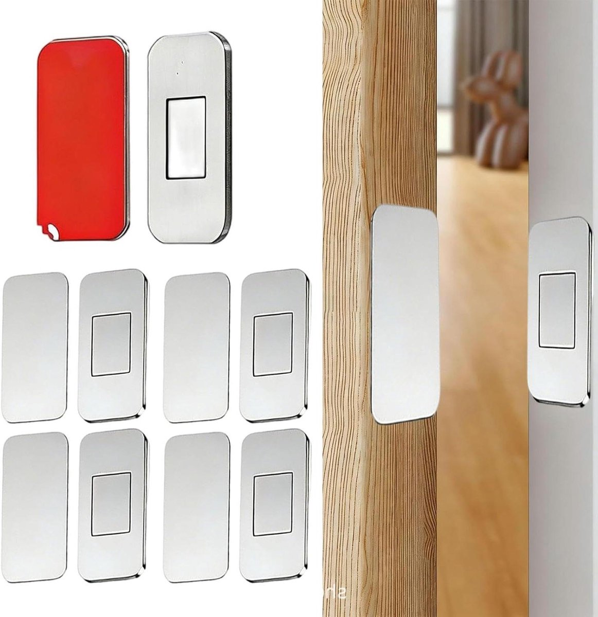 Magnetische Kastvanger - Deursluiting Sluiting - Kasten Sluiten - Ultradun Roestvrij Staal - 5 stuks - Zilver