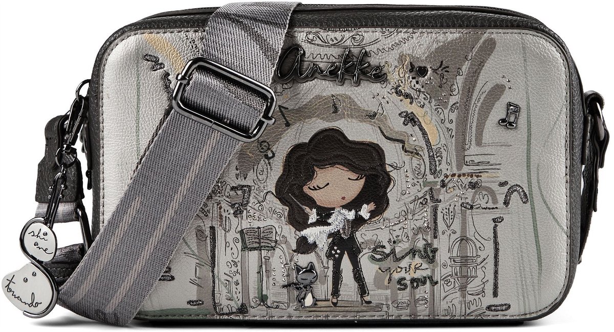 Anekke schoudertas Orchestra Crossbody Bag Multicolor grijs