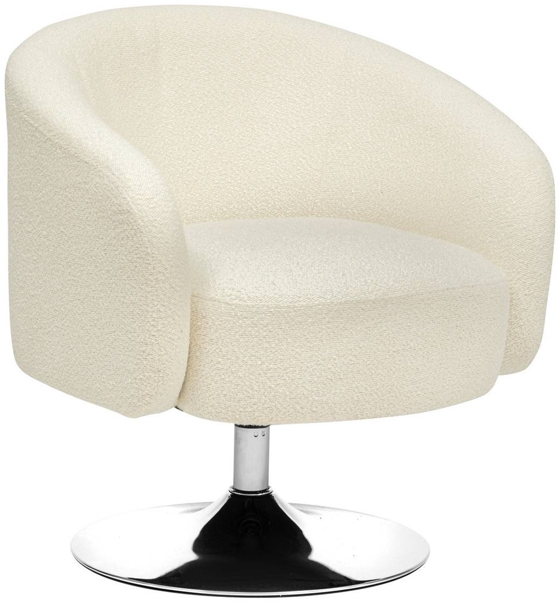 Draaifauteuil van bouclé-stof met halvemaanvormige rugleuning EDITH