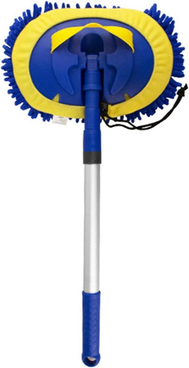 Autowasborstel - Reinigingsmop Wastool - Voertuig Reinigen - Uittrekbare Telescoopsteel - 45-101 cm - Grijs