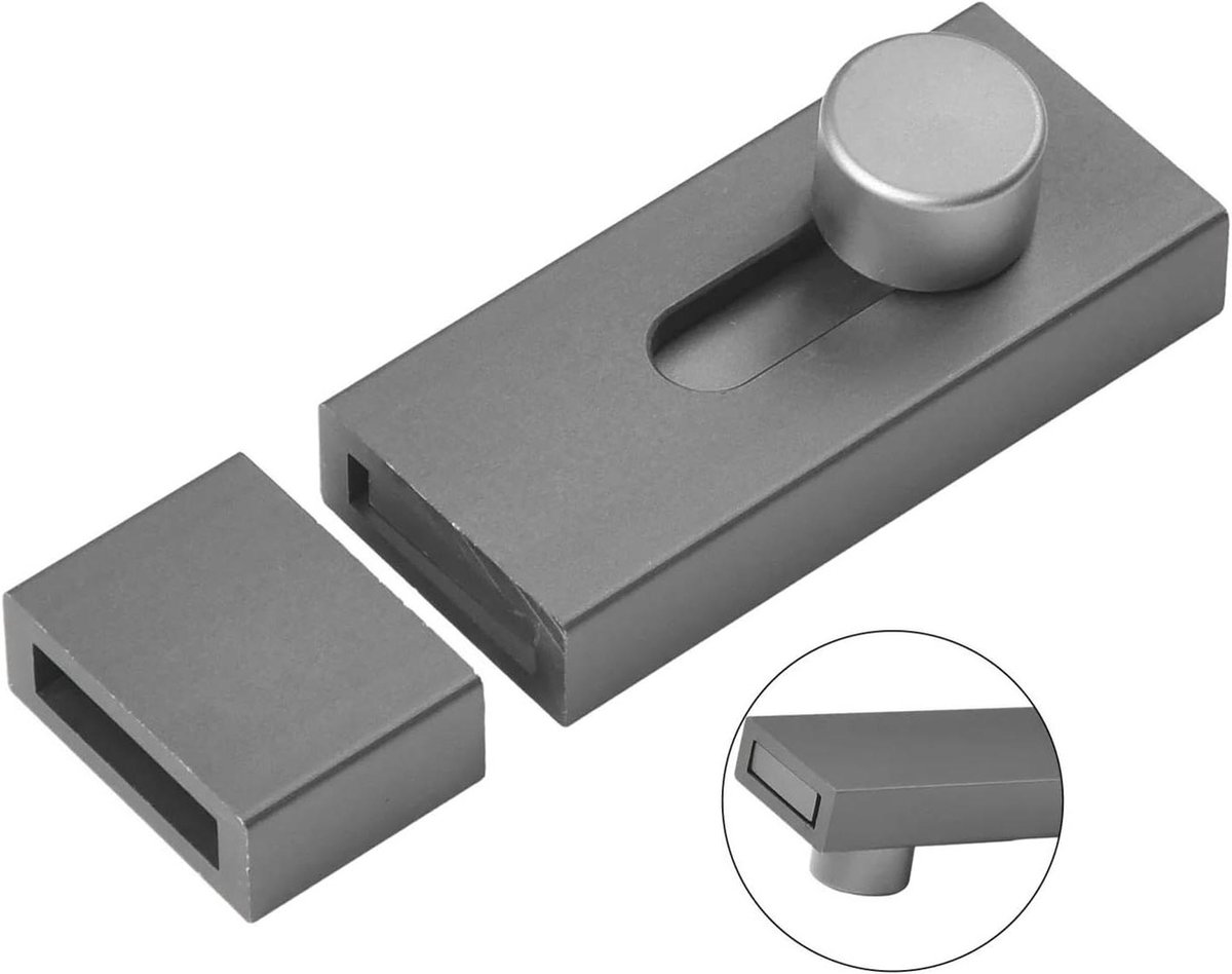 Deur Grendel - Sluiting Deur - Beveiliging Deuren - Geen Boren Nodig - 80 mm - Grijs