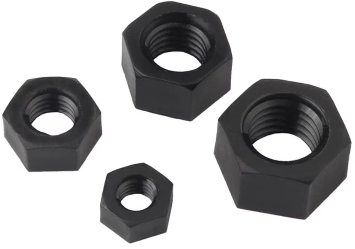 SnelShoppen - Nylon zeskantmoeren plastic moeren zwart M18 - 4 stuks - Hoogwaardige nylon, roestvrij, corrosiebestendig, lichtgewicht, isolerend, veel