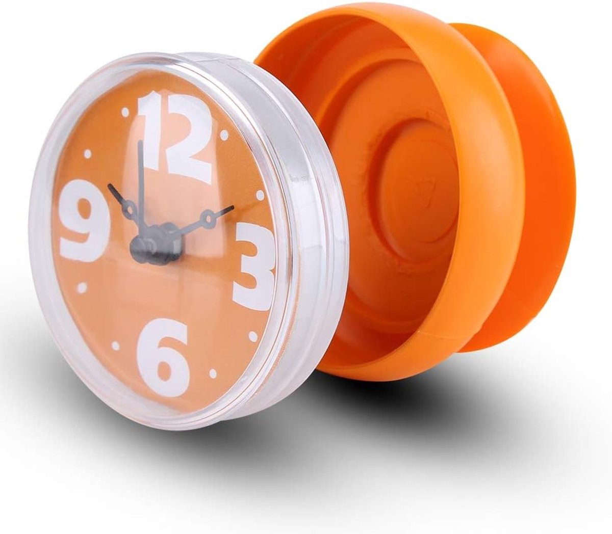 SnelShoppen - Waterdichte Doucheklok met Zuignappen voor Badkamer Wand Raam Spiegel (Oranje) - Analoge Klok voor Tijdbeheer in Keuken en Badkamer