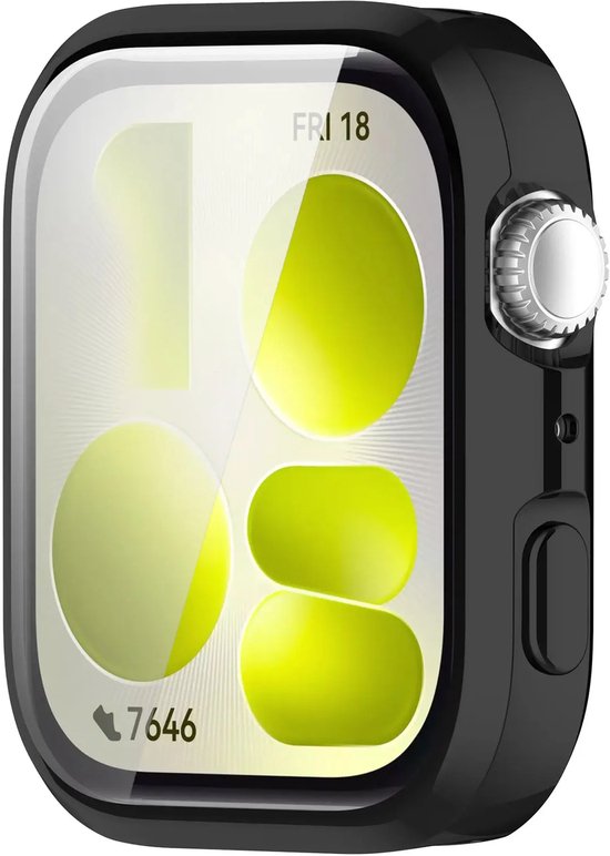 Zwart TPU hoesje met digitaal display en zilverkleurige knop aan de zijkant.