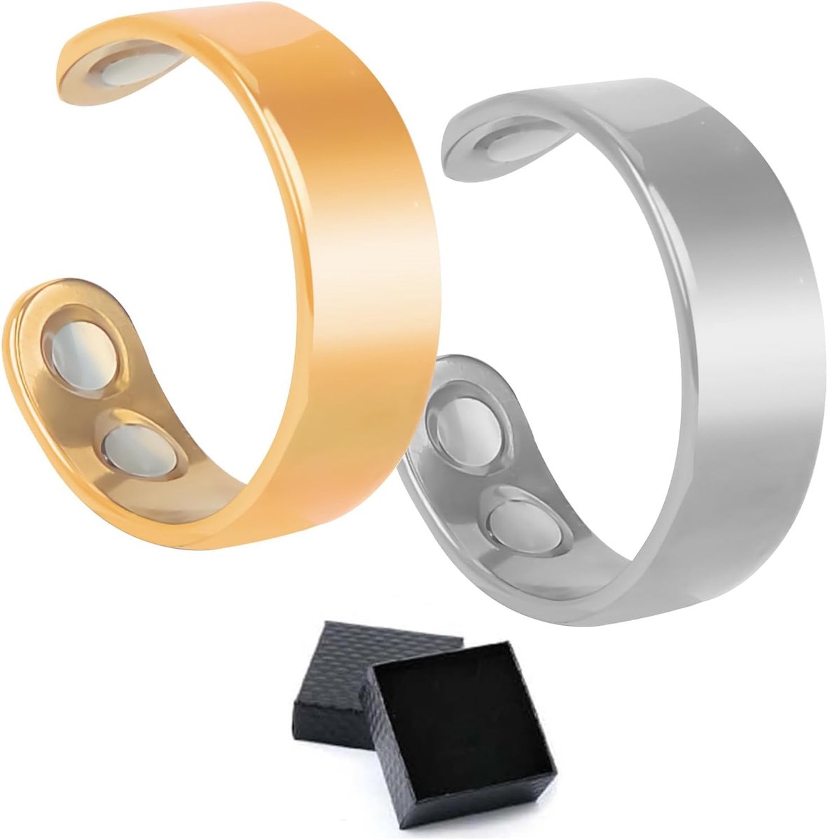 2 Pcs Magnetic Ring Migraine Adjustable Ring for Menopause Improvement Sleep Quality Portable Magnetic Field Therapy - ShopVlot