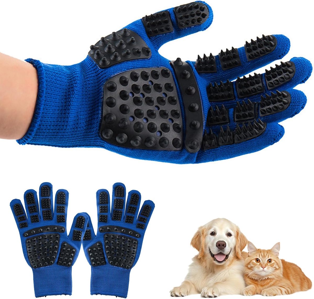 Honden en katten borstelhandschoenen - 2-pack - herbruikbare massagehandschoenen - ideaal voor verzorging - ShopVlot