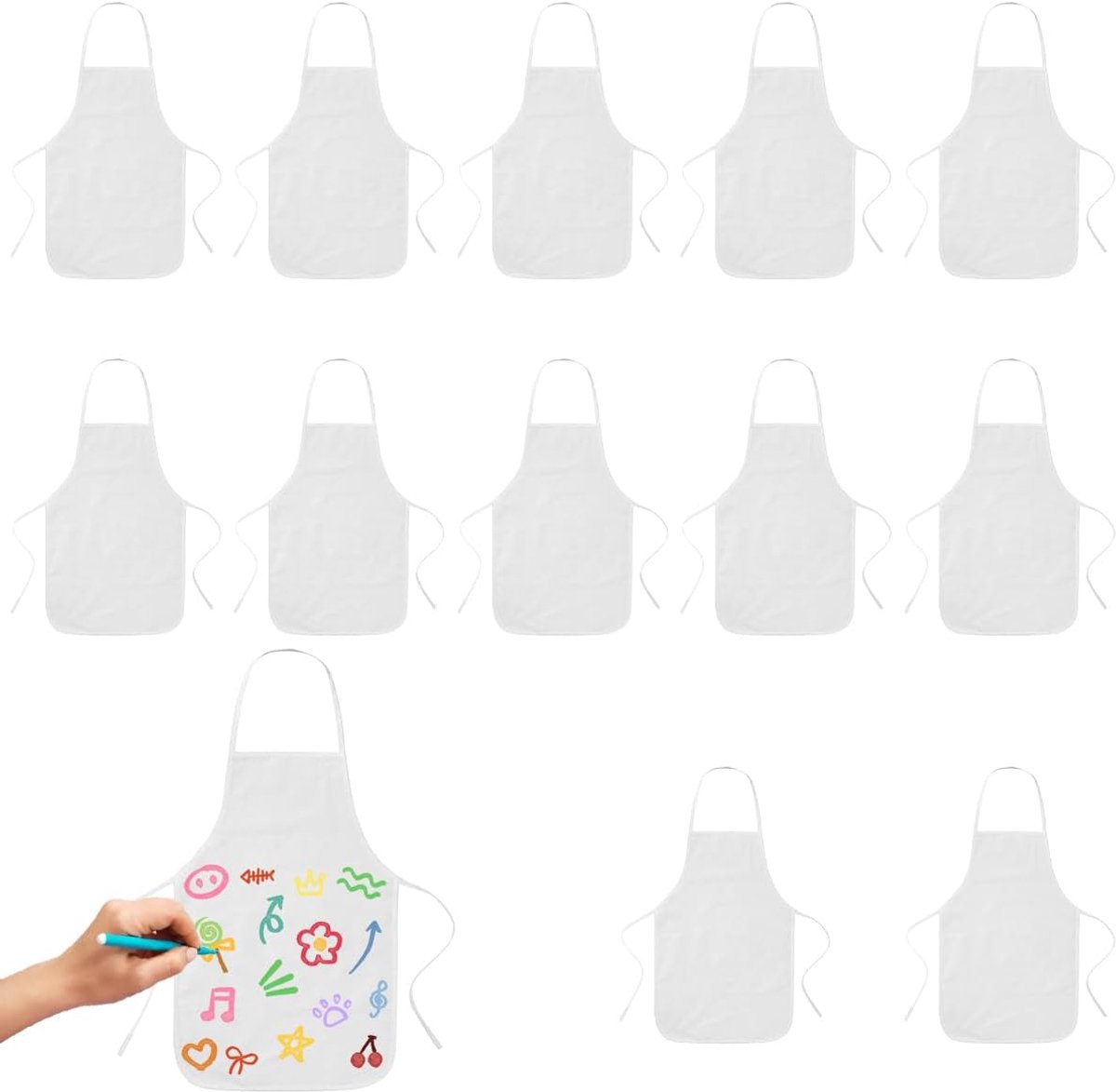 SnelShoppen - 12 Stuks Kinderschorten en Schorten, Waterdichte Verstelbare Kinderschorten voor Jongens Meisjes, Ideaal voor Schilderen en Koken