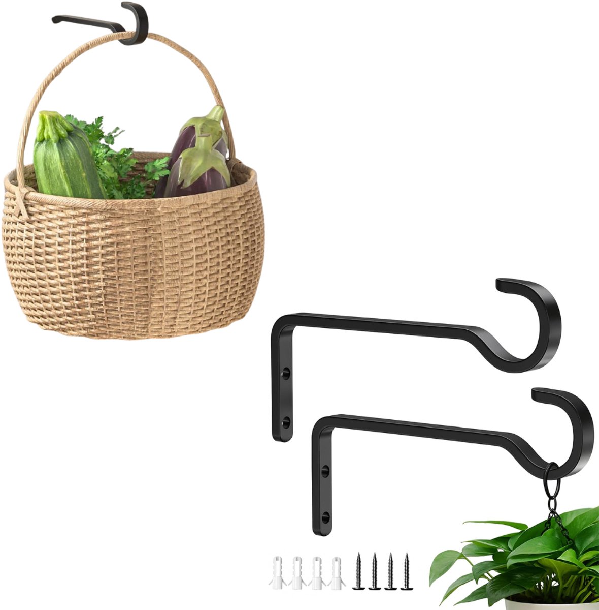 Zavio® Plantenhaak Hanging Basket - Muurhaak voor Planten - Wandhaak