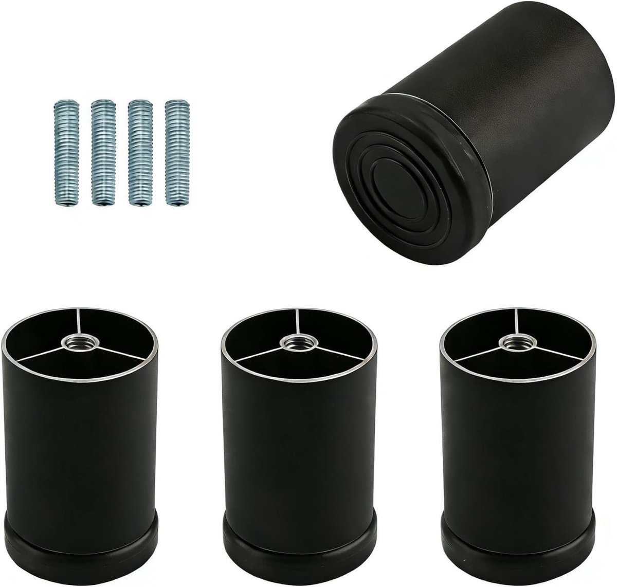 4 Pieces Furniture Legs, 6 Cm Height, Metal, Adjustable Sofa Legs, Aluminum Alloy, Black, For Sofa, Desk, Wardrobe - ShopVlot