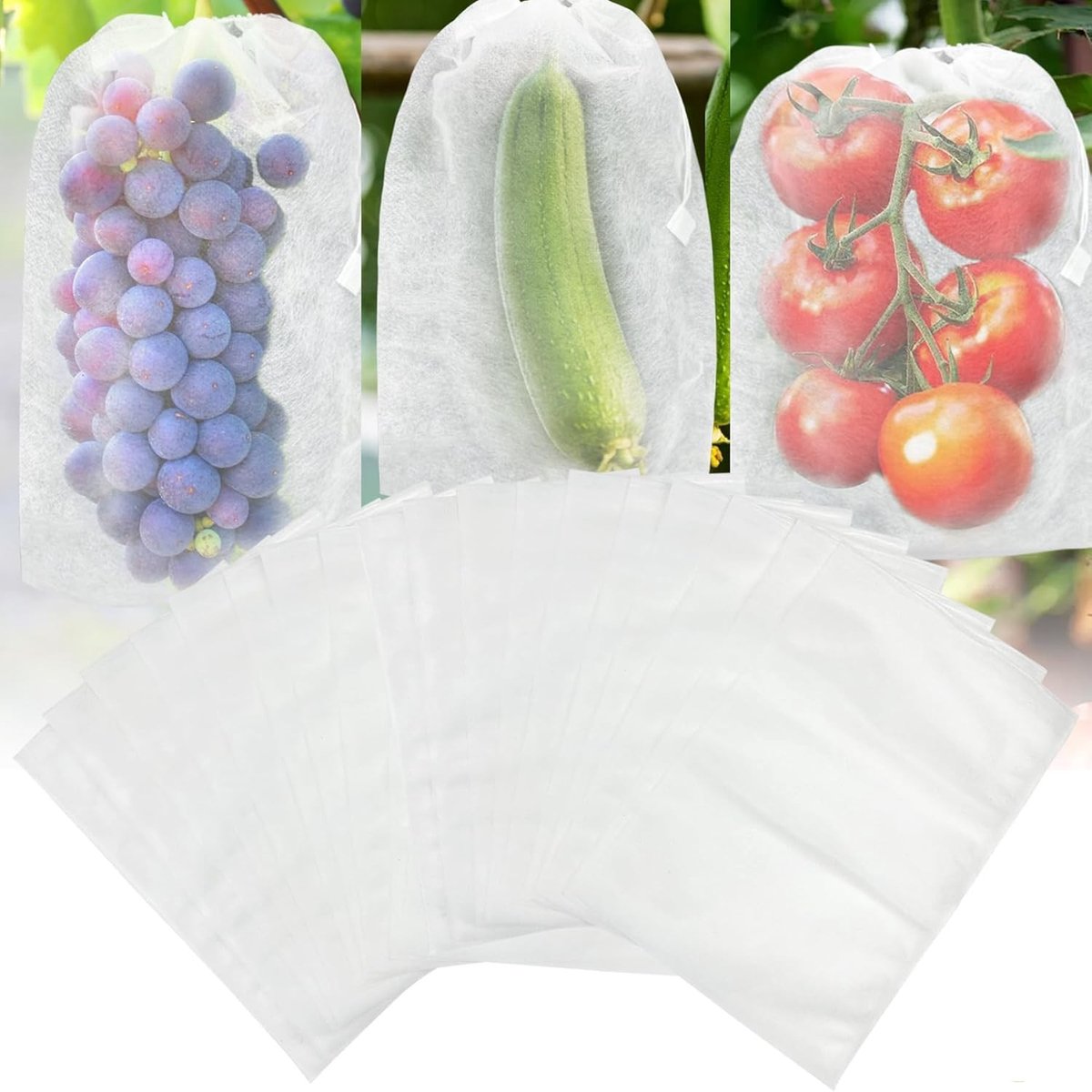 Pack van 100 Beschermhoezen voor Druiven, 20 x 30 cm, Niet-Geweven Stof, Ideaal voor Fruit, Planten en Groenten, Bescherming tegen Insecten en Vogels in de Tuin