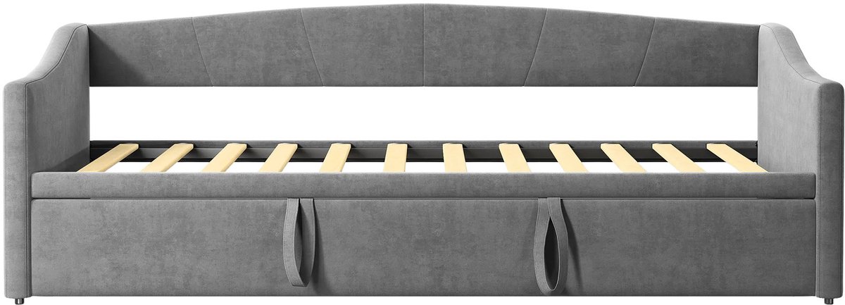 Happiq Slaapbank 90 X 200 Cm Grijs - met Lattenbodem