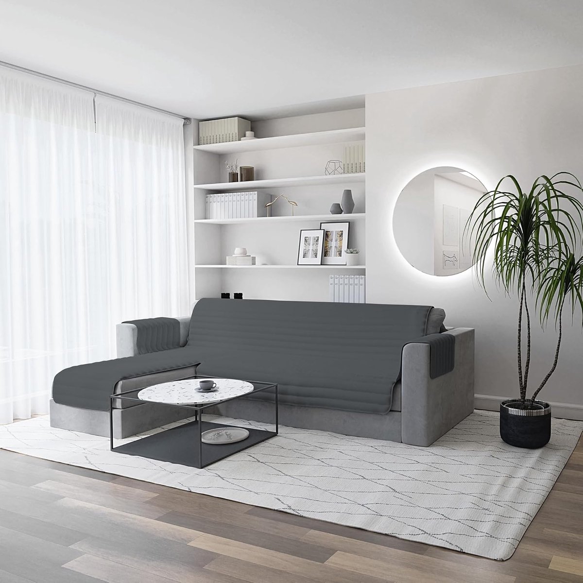 Waterdichte en Doubleface Sofa Cover, Donkergrijs 240cm