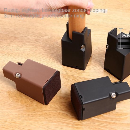 Tafelpoot Verhogers - Meubel Verhogers - Meubels Verhogen - Robuust Metaal - 5-10 cm Hoogte - Bruin van Merkloos — afbeelding 4