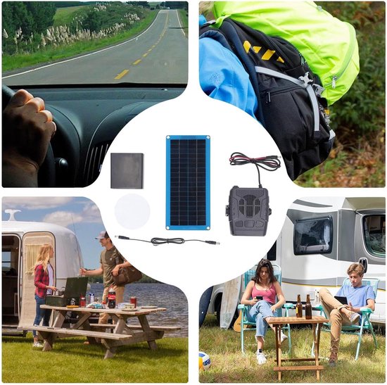 Autoverwarming Zonnepaneel - Draagbare Verwarming - Kamperen Buiten - Energiezuinig Verwarmen - 30 W - Zwart — afbeelding 3