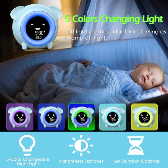 SnelShoppen - Kids Slaaptrainer Kleurige Alarmklok Licht voor Kinderen met Temperatuur en Kerstdecoraties - Perfect voor Feestdagen en Kinderkamer — afbeelding 2
