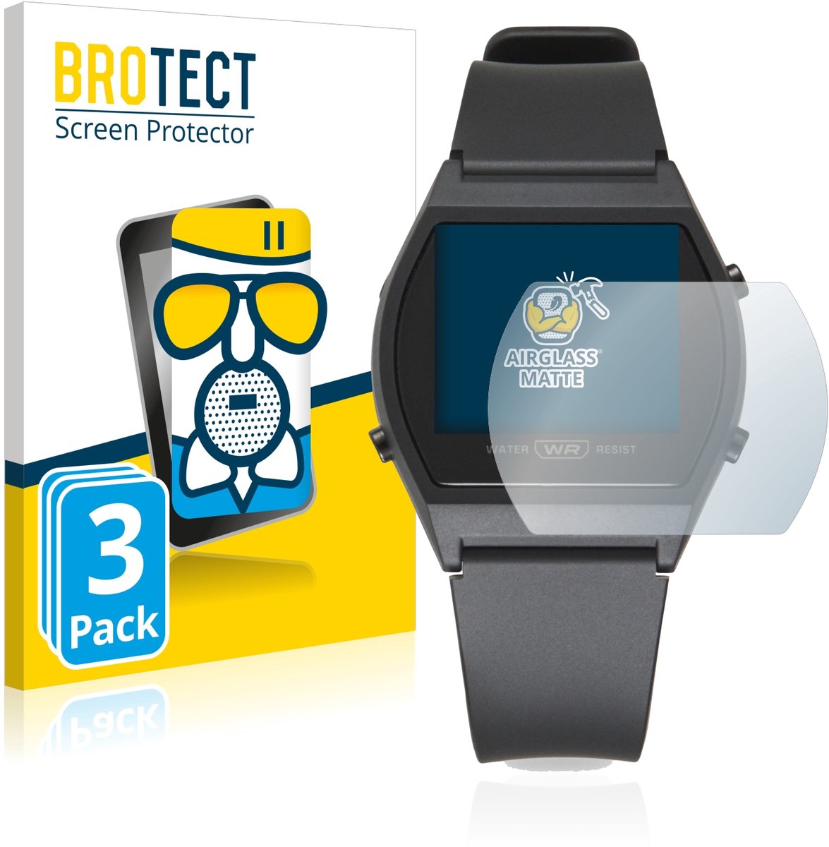 BROTECT - Screenprotector voor Casio LW-204-1BEF - Folie Beschermfolie Beschermglas matte 3 Stuks