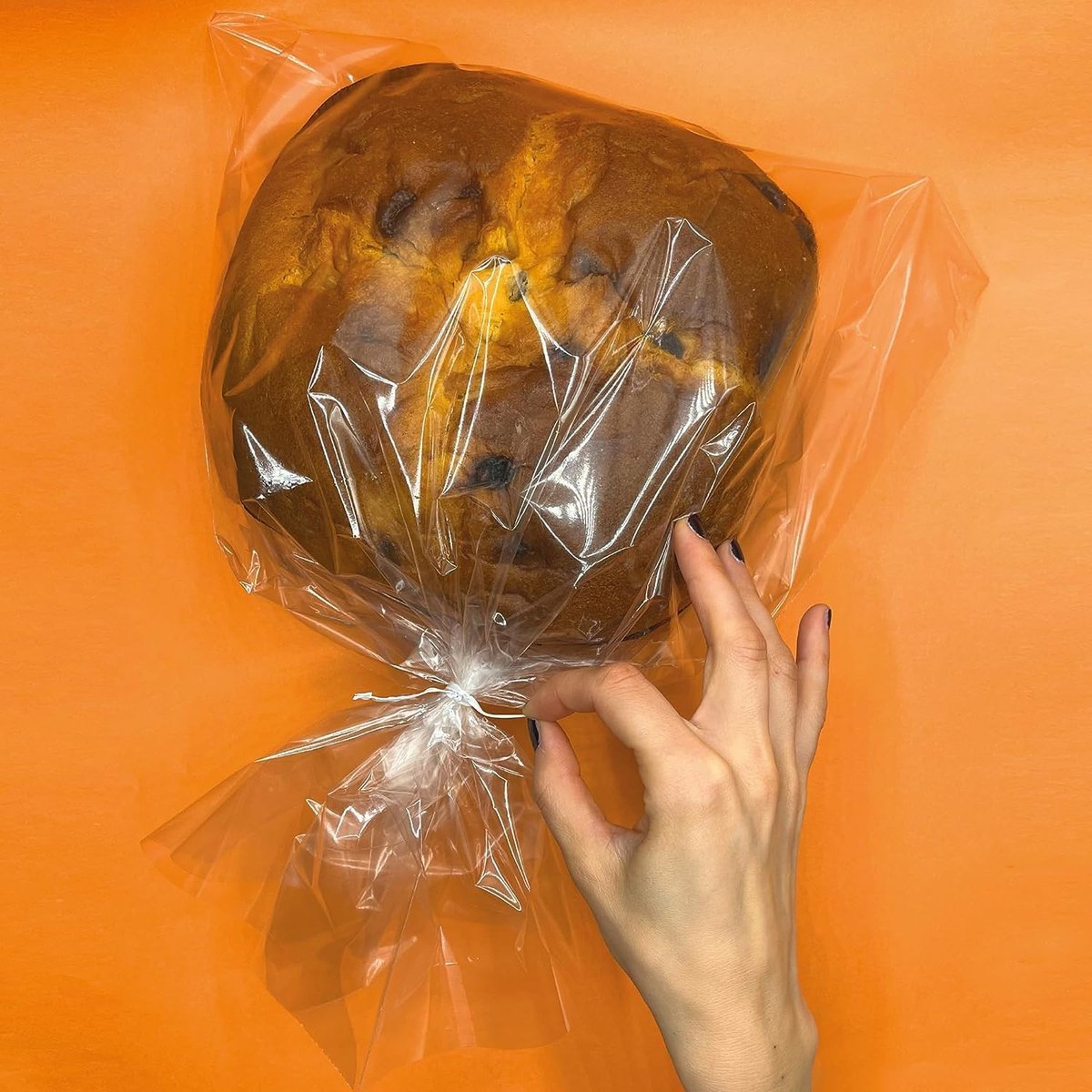 20-delige voedselzak met metalen sluitingen, 40 x 48 cm, transparant voor Panettone, Colomba, koekjes, brood, grote boodschappentassen