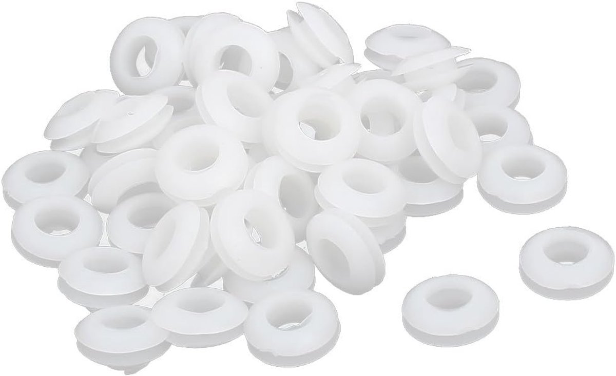 sourcing map draaddoorvoer rubber doorvoer kabel elektrische draad afdichting 8 mm binnendiameter wit 50 stuks