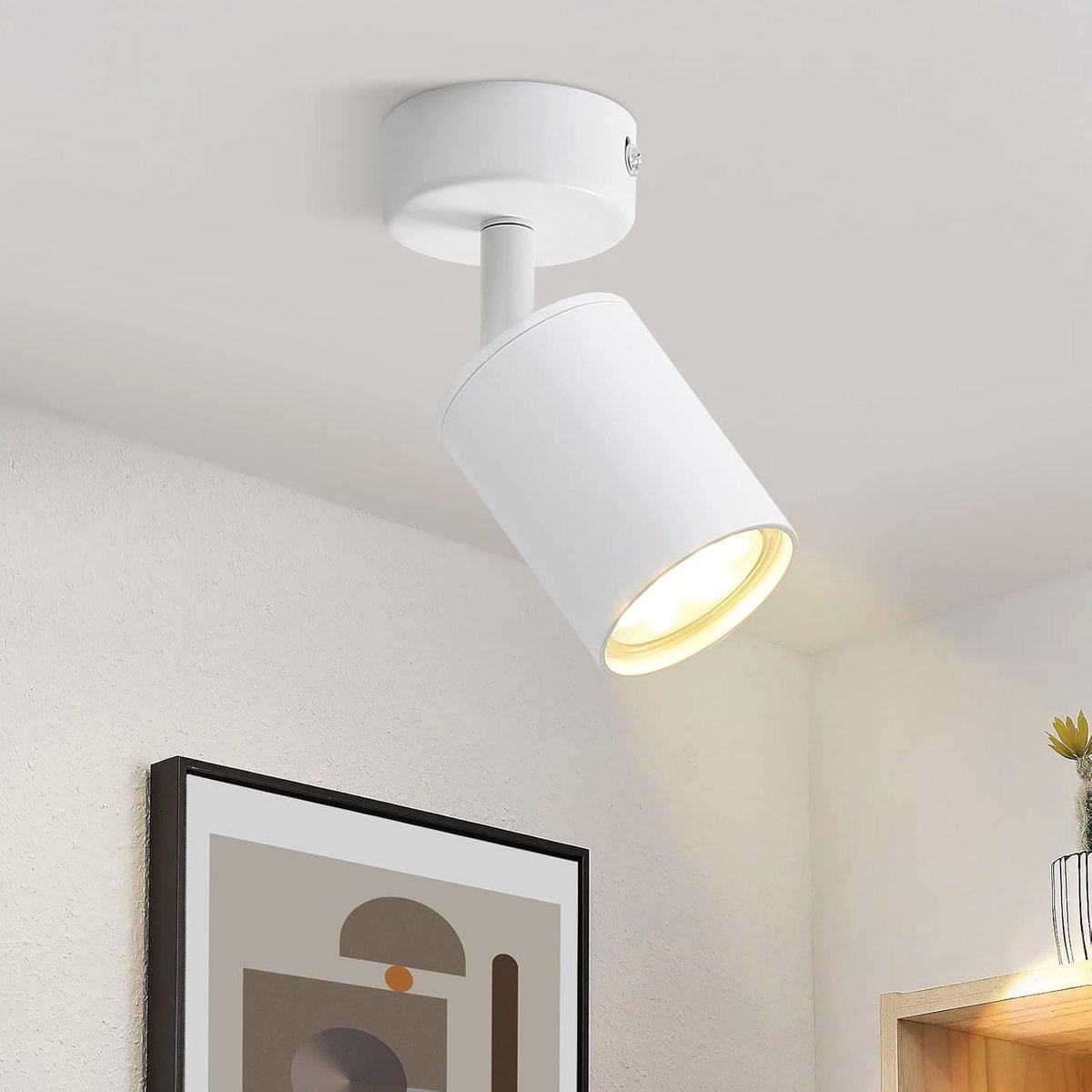 LED plafondlamp wit plafondspot: GU10 plafondlamp spot 1 vlam 330° zwenkbaar plafondspot moderne ganglamp industriële wandspot voor woonkamer slaapkamer keuken zonder lampen
